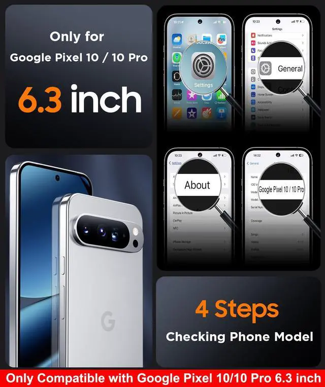 Alt view image 2 of 7 - Magnetic for Google Pixel 10/Pixel 10 Pro Case, Military Grade Drop Protection Slim Translucent Matte Shockproof Anti-Fingerprint Phone Case for Pixel 10/10 Pro 6.3 inch, Black