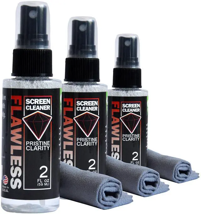 Main image of Screen Cleaner Spray with Microfiber Cleaning Cloth for LCD, LED Displays on Computer, TV, iPad, Tablet, Phone, and More (Mini 3 Pack)