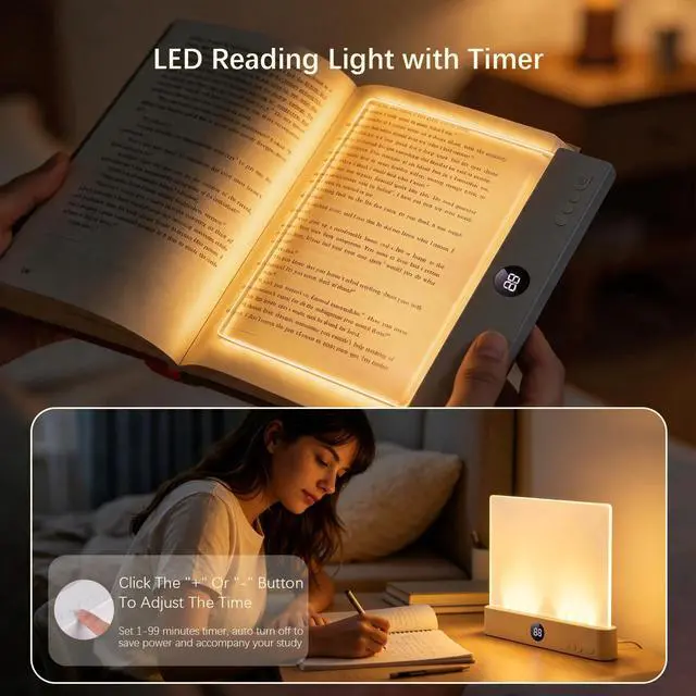 Alt view image 5 of 7 - LED Book Light & Night Light 2 in 1, Flat Reading Light, White