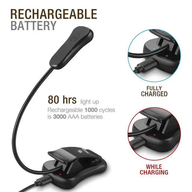 Alt view image 4 of 7 - 3000K Warm LED Rechargeable Book Light