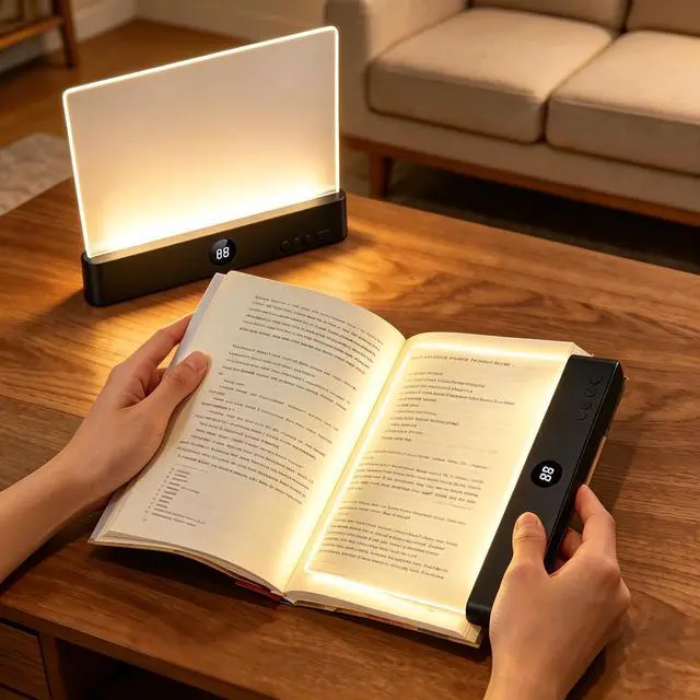 Main image of LED Book Light & Night Light 2 in 1, Flat Reading Light, Black