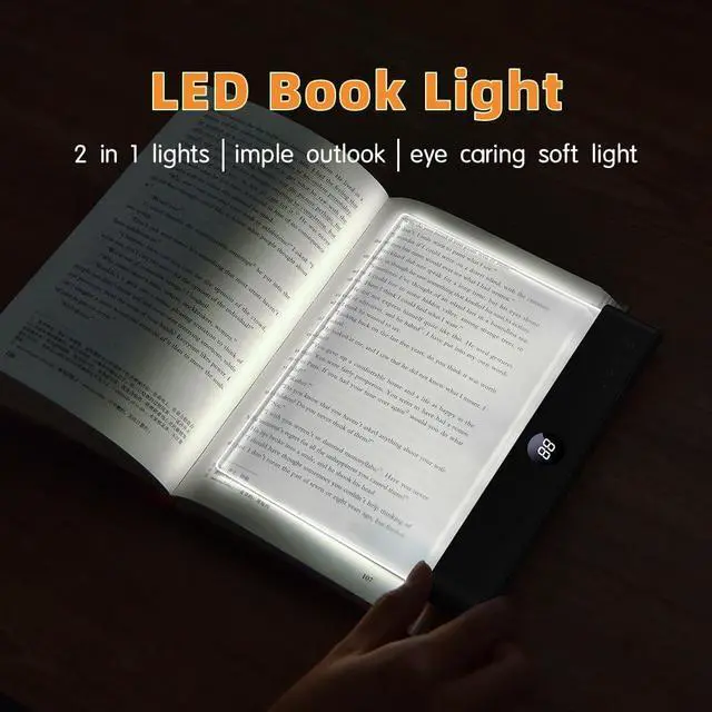 Alt view image 4 of 7 - LED Book Light & Night Light 2 in 1, Flat Reading Light, Black