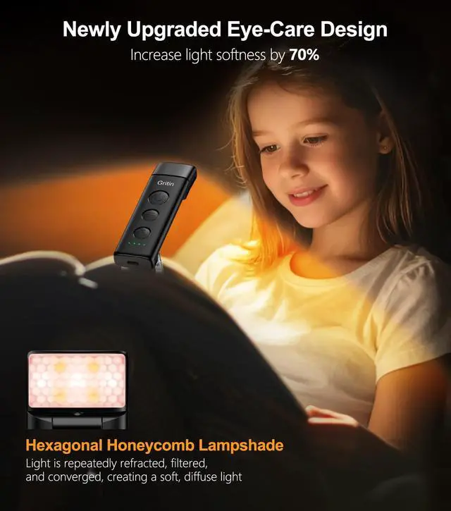 Alt view image 4 of 7 - Book Light Rechargeable, Clip on LED Reading Light for Books in Bed