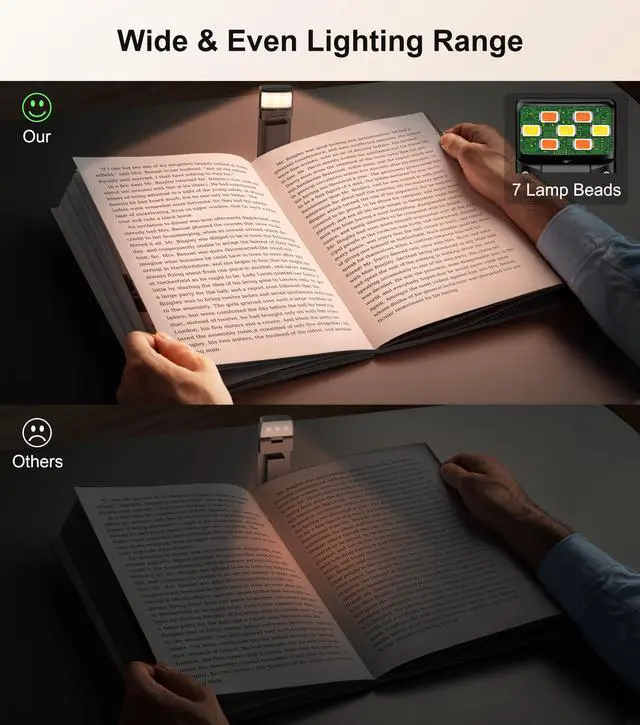 Alt view image 5 of 7 - Book Light Rechargeable, Clip on LED Reading Light for Books in Bed
