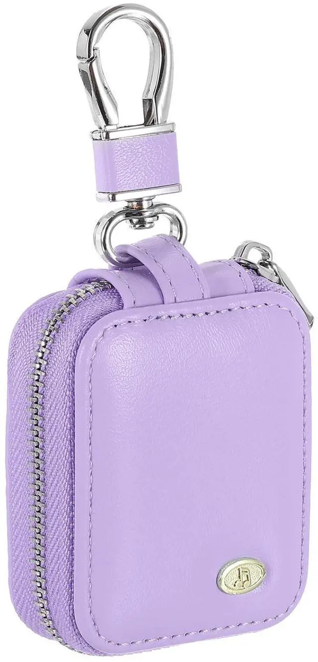 Main image of Earbuds Cases, Earphone Case Holder, PU Leather Ear Buds Case Zipper Organizer Small with Mesh Pocket for USB Cable, Wireless Wired Earphones, Purple