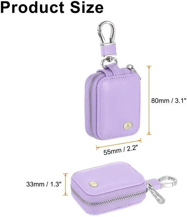 Alt view image 2 of 6 - Earbuds Cases, Earphone Case Holder, PU Leather Ear Buds Case Zipper Organizer Small with Mesh Pocket for USB Cable, Wireless Wired Earphones, Purple