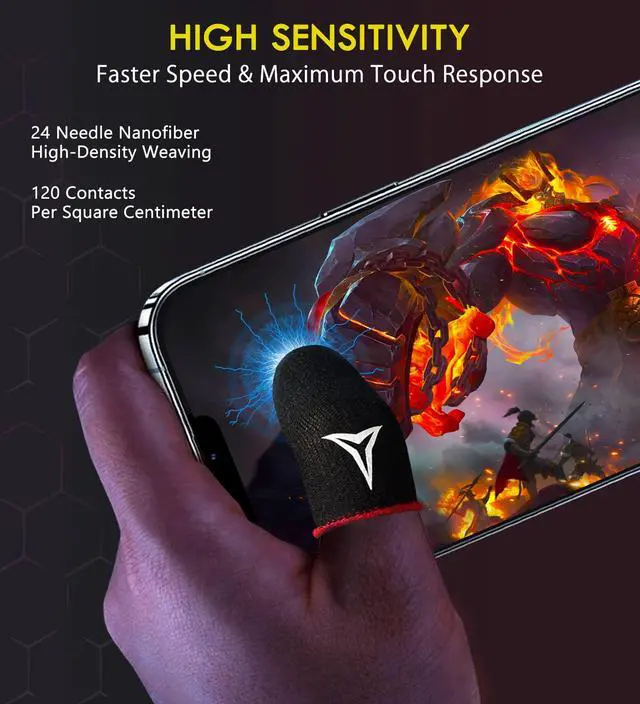 Alt view image 3 of 7 - 6 PCS Red Edge Mobile Phone Gaming Finger Sleeves Gloves