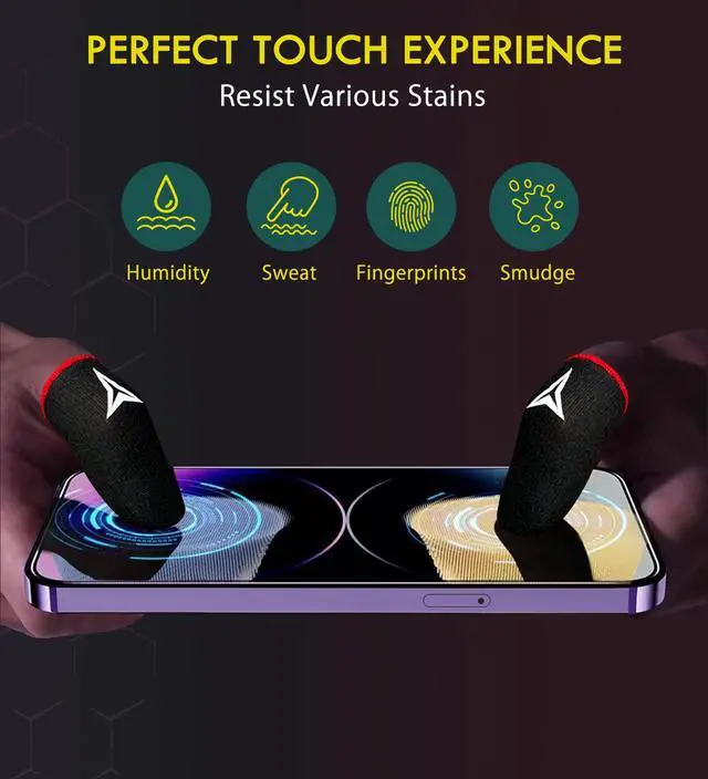 Alt view image 4 of 7 - 6 PCS Red Edge Mobile Phone Gaming Finger Sleeves Gloves