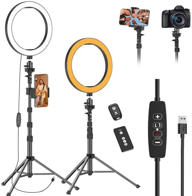 Main image of 10" Ring Light with 55" Extendable Tripod Stands and Phone Holder, Dimmable LED Circle Round Light for Selfie Camera Photography/Makeup/YouTube Video/Vlogging/Live Streaming