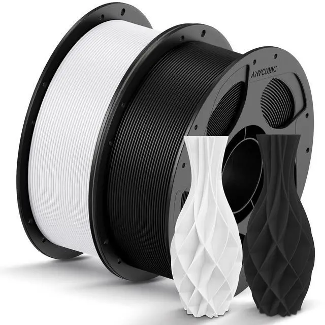 Main image of PLA Filament 1.75mm Bundle, 3D Printer PLA Filament 1.75mm Dimensional Accuracy +/- 0.02mm, 1KG Reusable Spool (2.2 lbs), 2KG Black+White
