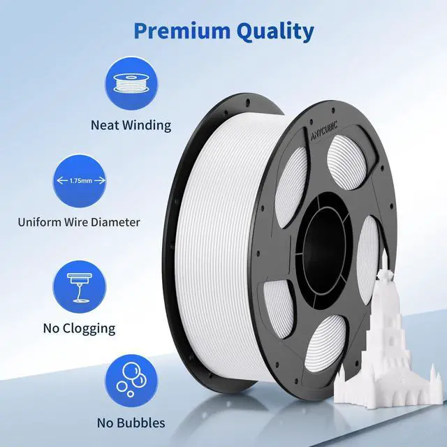 Alt view image 2 of 7 - PLA Filament 1.75mm Bundle, 3D Printer PLA Filament 1.75mm Dimensional Accuracy +/- 0.02mm, 1KG Reusable Spool (2.2 lbs), 2KG Black+White