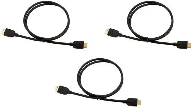 Alt view image 5 of 5 - High-Speed 4K HDMI 2.0 Cable, 3-Pack, 3ft, 18Gbps, 2160p, 48 bit, Compatible with TV/PS5/Xbox/Roku/Blu-ray, Black