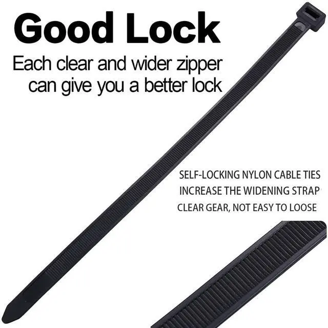 Alt view image 2 of 7 - 14inch Black Zip Ties Heavy Duty UV Resistant Nylon Cable Ties, 120lb Tensile Strength, 60Pack Durable Wire Ties, Heavy Duty Tie Straps Indoor and Outdoor Cable Management Solution by AGAOTIAN