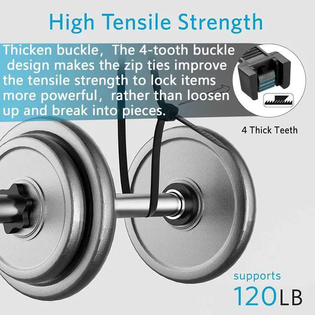 Alt view image 5 of 7 - 14inch Black Zip Ties Heavy Duty UV Resistant Nylon Cable Ties, 120lb Tensile Strength, 60Pack Durable Wire Ties, Heavy Duty Tie Straps Indoor and Outdoor Cable Management Solution by AGAOTIAN