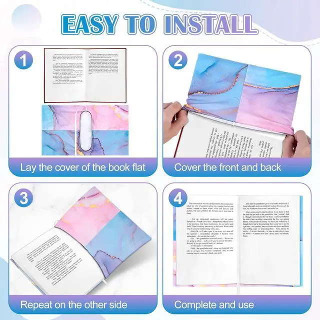 Alt view image 4 of 7 - 9 Pack Stretchable Book Covers,Reusable Jumbo Book Sleeves Protector for Hardcover Paperback Books Textbooks up to 9 x 11in,Fabric Books Jacket for Back to School