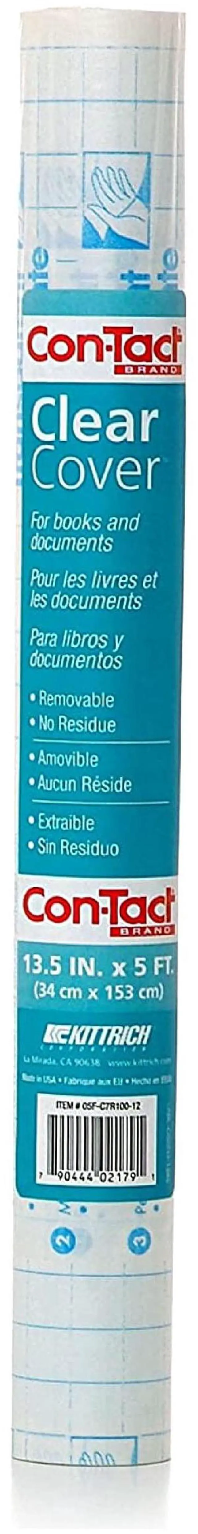 Main image of Brand Clear Adhesive Protective Liner, Protect Books and Documents, Easy to Apply Book Cover, 13.5'' x 5'