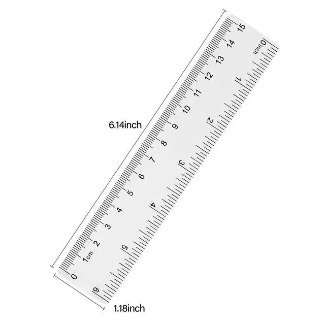 Alt view image 2 of 7 - Clear Plastic Ruler 6 Inch Straight Rulers, for School, Office, 2pcs | Shatterproof Rulers, with Inches and Centimeters, Easy-to-Read Markings, Plastic Drafting Measuring Ruler
