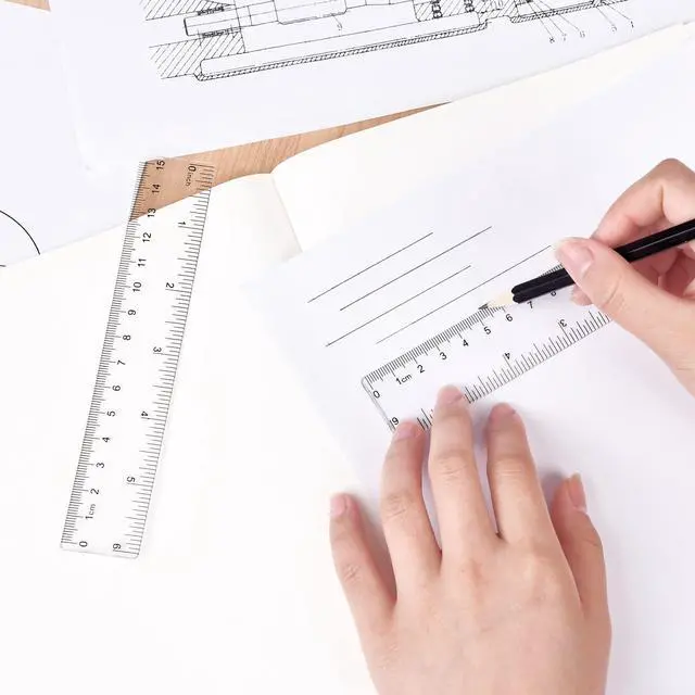 Alt view image 6 of 7 - Clear Plastic Ruler 6 Inch Straight Rulers, for School, Office, 2pcs | Shatterproof Rulers, with Inches and Centimeters, Easy-to-Read Markings, Plastic Drafting Measuring Ruler
