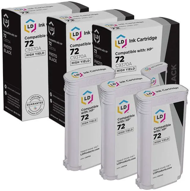 Main image of Products Compatible Replacements for HP Designjet 72#72 C9370A Photo Black Ink Cartridges High Yie for Use in T1100, T1120, T1200, T610, T620, T770, SD Pro MFP T1120ps Printers (3-Pack)