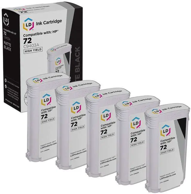 Main image of Products Compatible Replacements for HP Designjet 72#72 C9403A Matte Black Ink Cartridges High Yie for Use in T1100, T1120, T1200, T610, T620, T770, SD Pro MFP Printers (Matte Black, 5PK)