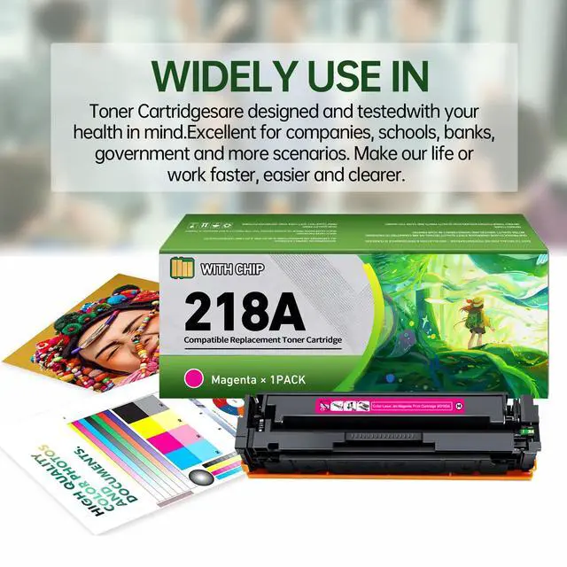Alt view image 4 of 7 - Replacement 218A Magenta Toner Cartridges with Chip for HP 218A W2183A Ink Cartridge, for HP 218X Works for HP Color LaserJet Pro MFP 3301fdw 3201dw 3301sdw 3301cdw Printer
