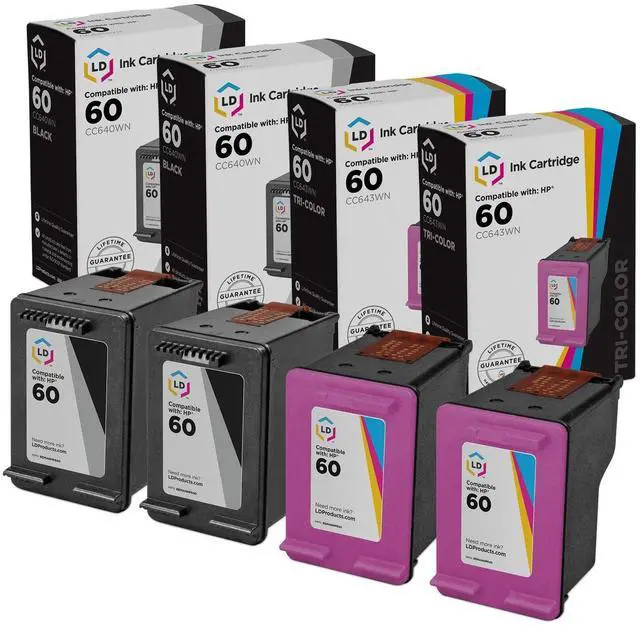Main image of Products Remanufactured Ink Cartridge Replacements for HP 60 (2 Black, 2 Color, 4-Pack) Compatible w HP 100 110 111 114 120 121 C4610 C4635 C4650 C4680 C4690 C4740 C4750 C4783 C4795 D110a and More