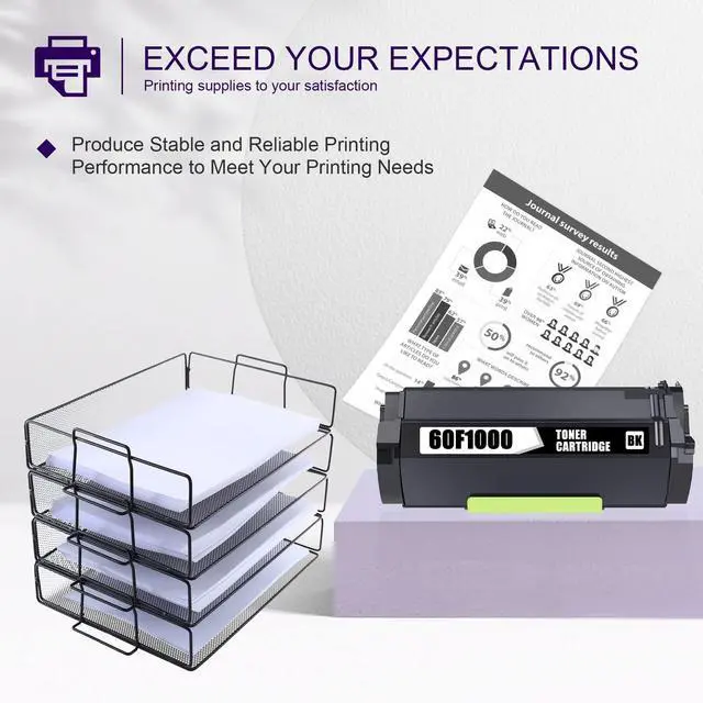 Alt view image 5 of 6 - 2-Pack 601 60F1000 High Yield Black Toner Cartridge Replacement for Lexmark MX510de MX511dte MX611dte MX611dfe MX310dn MX611de MX511de MX410de MX611dhe MX610de MX511dhe Printer