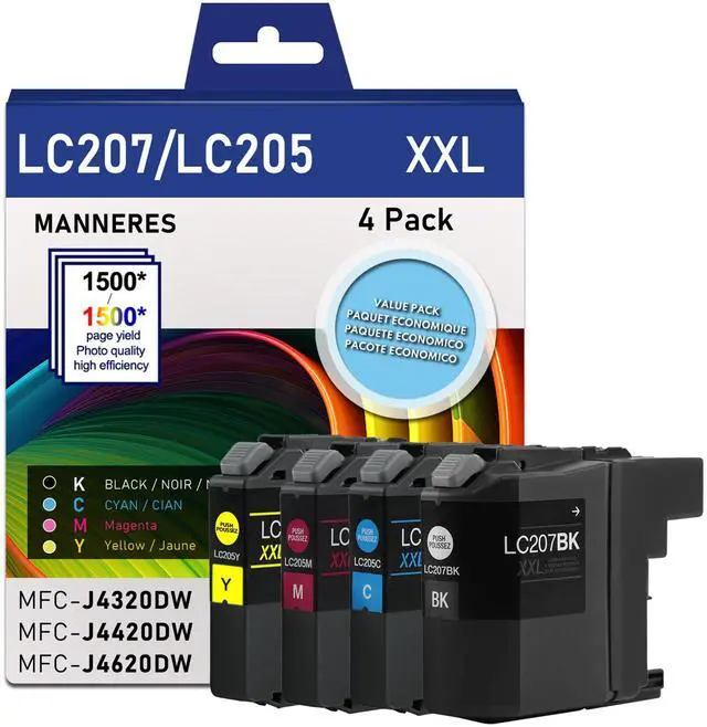 Main image of LC207 LC205 XXL Super High Yield Ink Cartridge (BK/C/M/Y, 4-Pack) Compatible LC207BK LC205C LC205M LC205Y Replacement for Brother LC207 LC205 Ink Cartridge MFC-J4320DW MFC-J4420DW MFC-J4620DW Printer