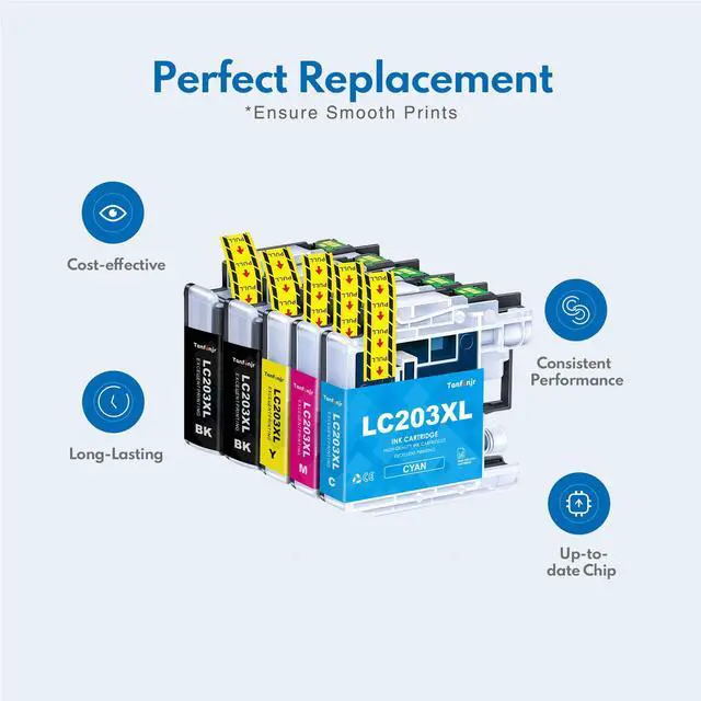 Alt view image 4 of 6 - LC203XL High Yield Ink Cartridges 10-Pack (4BK/2C/2M/2Y) Replacement for Brother MFC-J480DW MFC-J880DW MFC-J4420DW MFC-J680DW MFC-J885DW Printer Ink