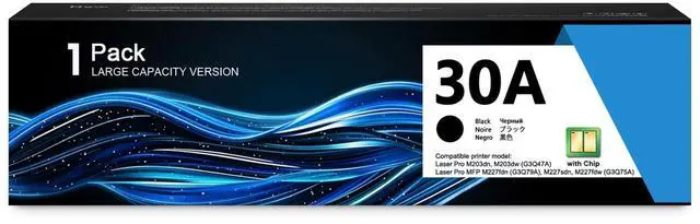 Main image of 30A Black Toner Cartridge CF230A (with Chip) Compatible Replacement for HP 30A Toner Cartridge 30X CF230X Works with Laser Pro M203dn M203dw Laser Pro MFP M227fdw M227sdn M227fdn Printer (Pack of 1)