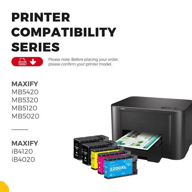 Alt view image 2 of 7 - 2200XL Ink Cartridges Compatible 2200 2200XL PGI-2200 XL Ink Cartridges Replacement for Canon 2200 Ink Work with Maxify MB5020 MB5120 MB5320 MB5420 iB4020 iB4120 Printer (5 Pack-2BK/C/M/Y)