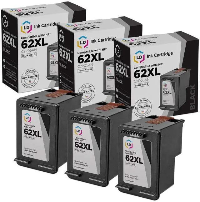 Main image of Products Remanufactured Ink Cartridge Replacement for HP 62XL C2P05AN High Yie (Black, 3-Pack) Compatible with 5540 5541 5542 5544 5545 5547 5548 5640 5644 5646 5661 5663 5665 8005 and More