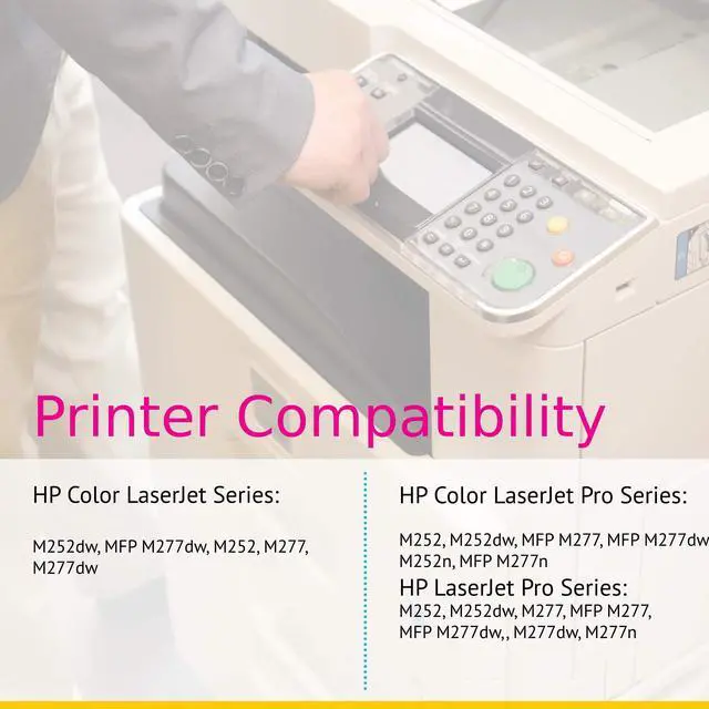 Alt view image 5 of 6 - CS Replacement Toner Cartridge Compatible with HP 201X CF400X Black CF401X Cyan CF403X Magenta CF402X Yellow Color Pro MFP M277n Pro M252 Pro M252dw Pro MFP M277 4 Color Set