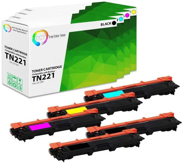 Main image of TN221 Toner Cartridge 5 Pack - Compatible Replacement for Brother TN-221 TN221BK TN221C TN221M TN221Y Works with Brother HL-3140 3150 MFC-9130 DCP-9020 Printers (Black Cyan Magenta Yellow)