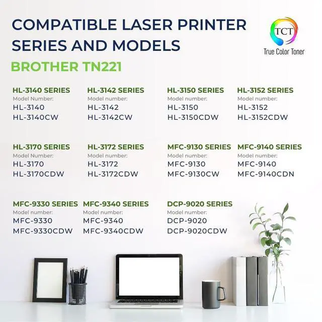 Alt view image 2 of 6 - TN221 Toner Cartridge 5 Pack - Compatible Replacement for Brother TN-221 TN221BK TN221C TN221M TN221Y Works with Brother HL-3140 3150 MFC-9130 DCP-9020 Printers (Black Cyan Magenta Yellow)