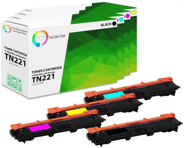 Main image of TN221 Toner Cartridge 4 Pack - Compatible Replacement for Brother TN-221 TN221BK TN221C TN221M TN221Y Works with Brother HL-3140 3150 MFC-9130 DCP-9020 Printers (Black Cyan Magenta Yellow)