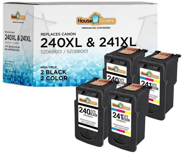 Main image of Remanufactured Replacement for Canon PG-240XL Black and CL-241XL Color Ink Cartridges Pixma iP2700 iP2702 MP240 MP250 MP270 MP280-4-Pack (2 Black, 2 Color)