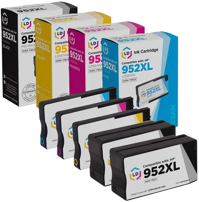 Main image of Products Ink Cartridges Replacement Compatible with HP 952XL (5 Set - Black, Cyan, Magenta, Yellow) Compatible with OfficeJet and OfficeJet Pro Printers 7740, 8210, 8216, 8218, 8702, and 8715