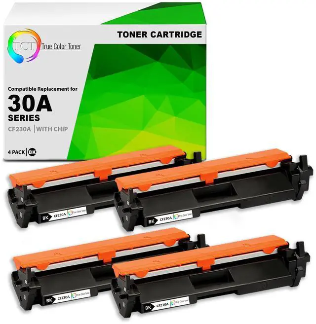 Main image of Compatible 30A Black Toner Cartridge 4 Pack - Replacement for HP CF230A, Works with LaserJet Pro M203dw, M203dn, M203d, MFP M277sdn, M227fdw, M277fdn (1,600 Pages)
