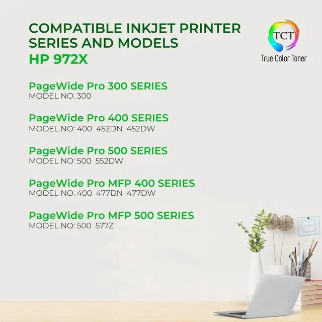 Alt view image 2 of 6 - 972X Black Ink Cartridge - Compatible Replacement for HP 972X F6T84AN Black High Yield Works with HP PageWide Pro 452dn 477dn 477dw 552dw 577dw 577z Printers (10,000 Pages)