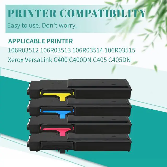 Alt view image 2 of 5 - C400 C405 Toner Toner Cartridge Compatible for Xerox 106R03512 106R03513 106R03514 106R03515 to use with VersaLink C400 C400DN C405 C405DN Printer (4 Pack)