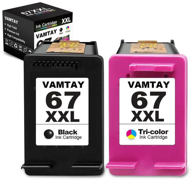 Main image of Remanufactured 67 XXL Ink Cartridges Replacement for Hp 67XL 67 XL Ink Cartridges Black/Color Combo Pack
