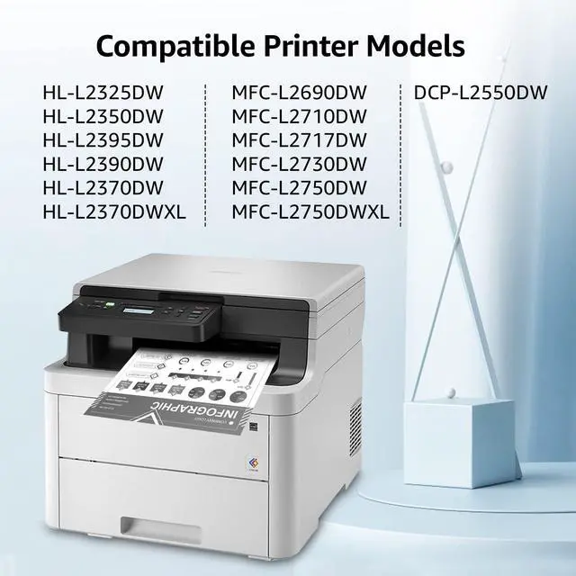 Alt view image 2 of 7 - TN760 Toner for Brother Printer Compatible Replacement for Brother TN760 TN-760 TN 760 TN730 Toner for Brother Printer MFC-L2710DW DCP-L2550DW MFC-L2750DW HL-L2350DW HL-L2370DW(2 Black)