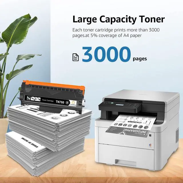 Alt view image 3 of 7 - TN760 Toner for Brother Printer Compatible Replacement for Brother TN760 TN-760 TN 760 TN730 Toner for Brother Printer MFC-L2710DW DCP-L2550DW MFC-L2750DW HL-L2350DW HL-L2370DW(2 Black)