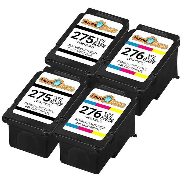 Alt view image 2 of 7 - Remanufactured Replacement for Canon PG-275XL Black and CL-276XL Color Ink Cartridge Combo Pack High Yield Printer Ink for PIXMA TS3500, TS3520, TS3522, TR4720 (2-Black & 2-Color)