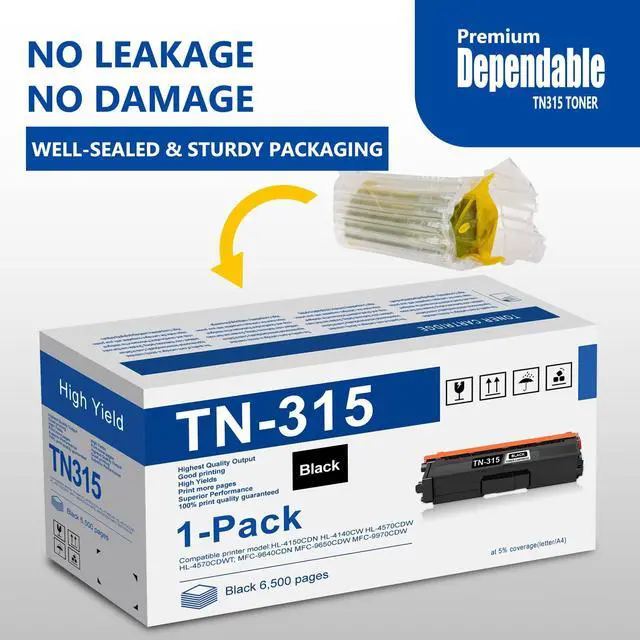 Alt view image 4 of 7 - TN315 Black Toner Cartridge, Compatible Replacement for Brother TN-315BK DCP-9050 9055 9270 HL-4140 4150 4570 MFC-9460 9465 9560 9970 Toner Cartridge (TN315BK, 1-Pack)