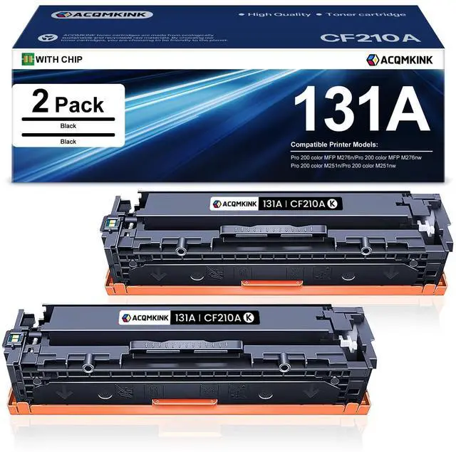 Main image of 131A Black Toner Cartridge Replacement for HP 131A CF210A Pro 200 Color M251nw M251n M251 M276n M276nw Printer Ink 2 Pack