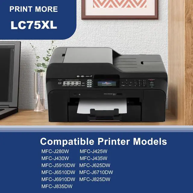 Alt view image 2 of 7 - LC75 High Yield Ink Cartridge Replacement for Brother LC75 LC71 LC79 XL Use with MFC-J6510DW MFC-J6710DW MFC-J6910DW MFC-J280W MFC-J425W (2 Black, Cyan, Magenta, Yellow) 5 Pack