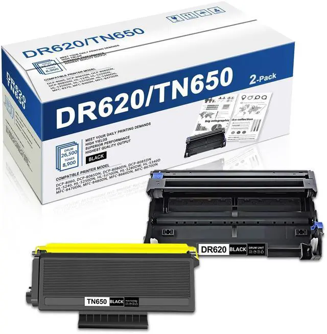 Main image of TN650 DR620 Compatible Toner Cartridge & Drum Unit Set Replacement for Brother TN650 TN620 TN580 DR620 DR520 use with DCP-8060 DCP-8065DN HL-5240 MFC-8870WN MFC-8480DN Printer (1Toner 1Drum)