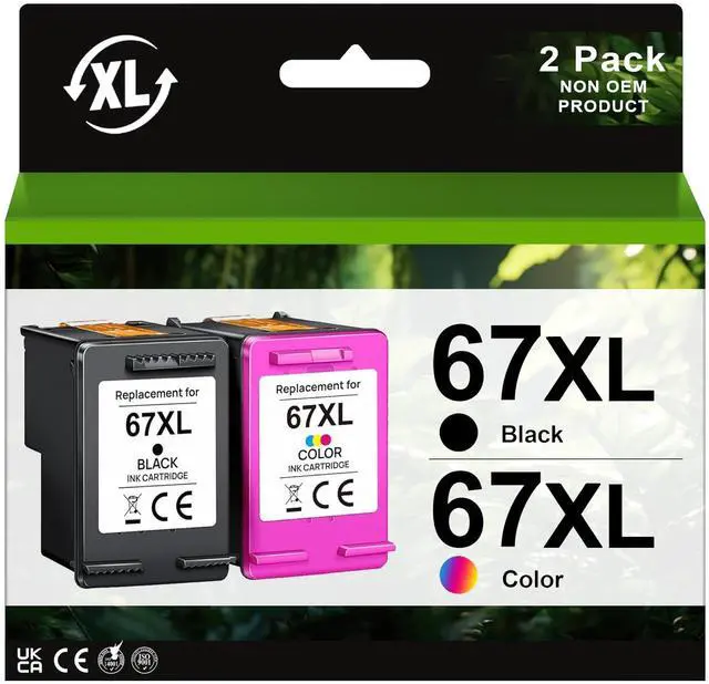 Main image of 67XL Ink Cartridges Black Color Combo Pack Replacement for HP Ink 67 XL Fit for DeskJet 2700 2700e 2755 2755e 2752 4152 2755 4155e Envy 6000 6055 6400 6455 Printer (2 Pack)